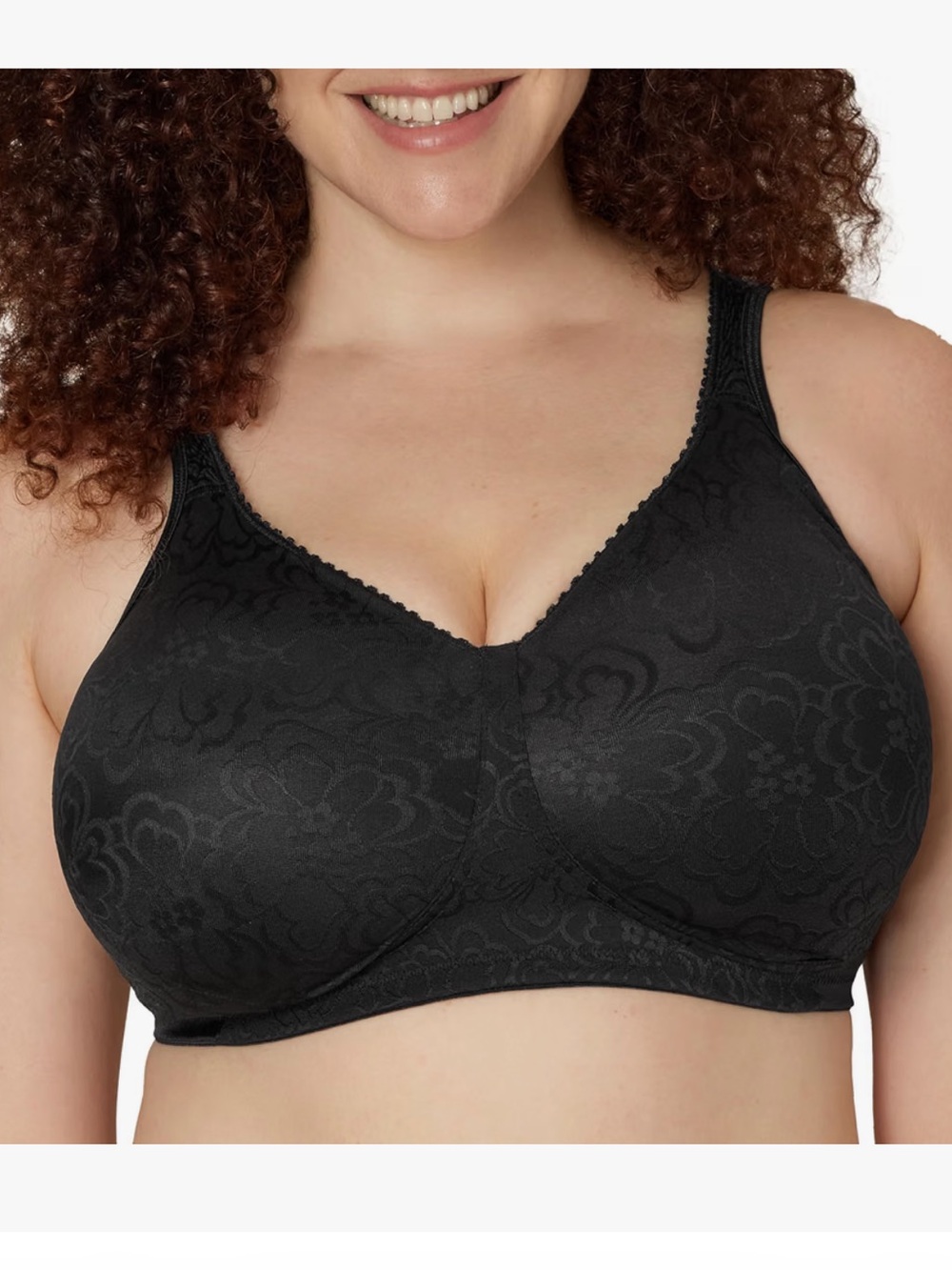 Playtex Sz 38D Womens 4745 Full Coverage Bra Black Floral Wireless